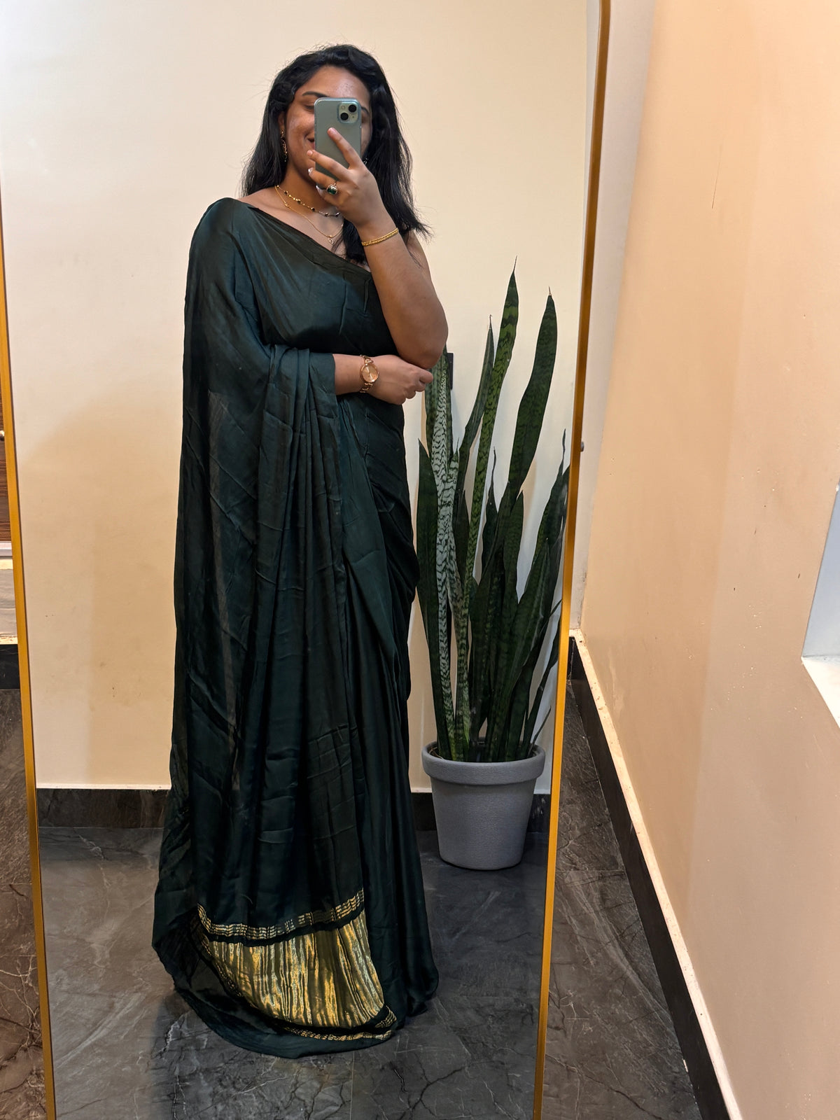 Modal Silk Saree Dark Green