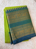 Mint green and teal blue Kanchi cotton saree
