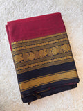 Maroon and black Kanchi cotton saree