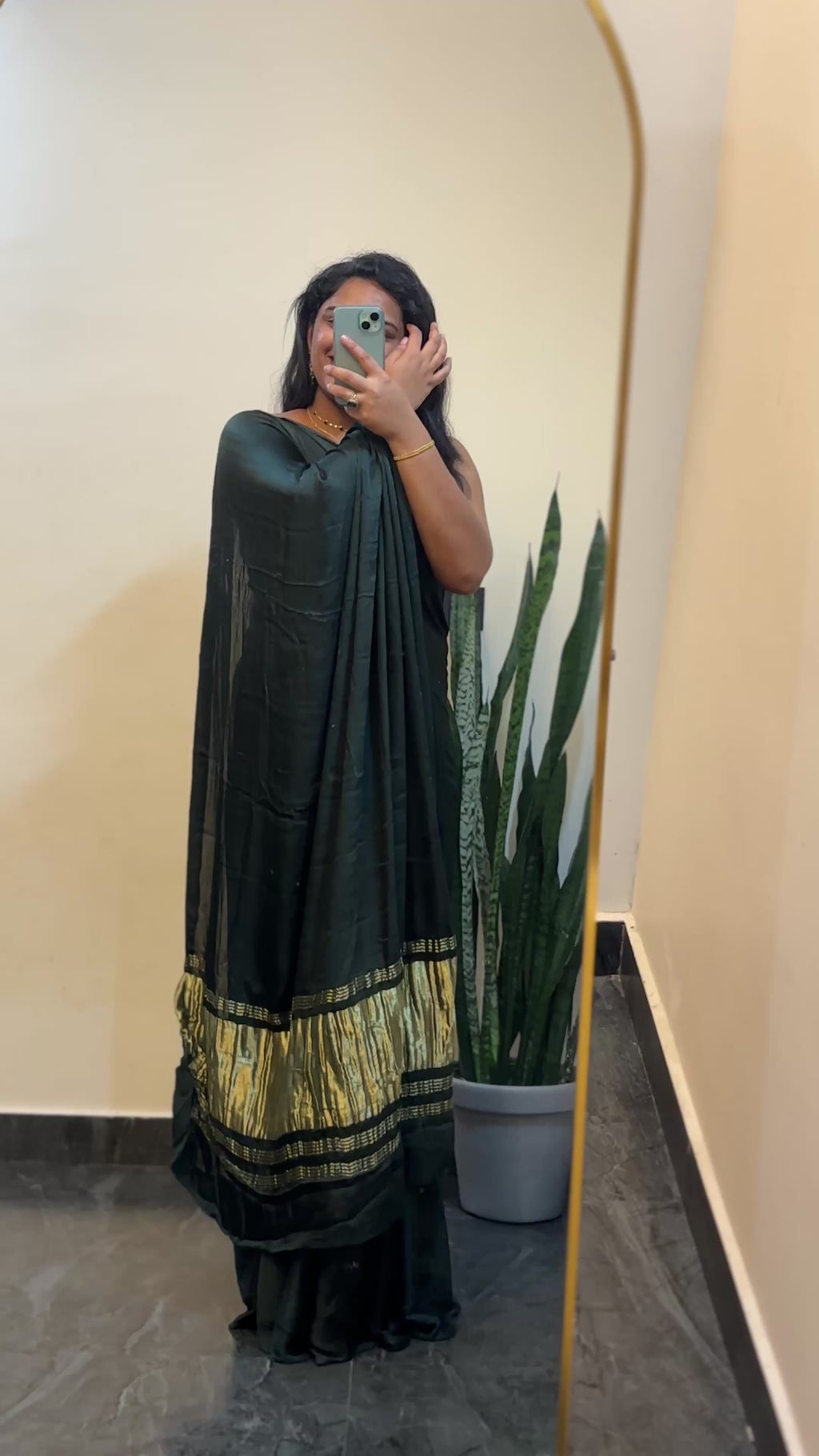 Modal Silk Saree Dark Green